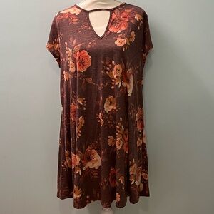Brown floral tunic dress